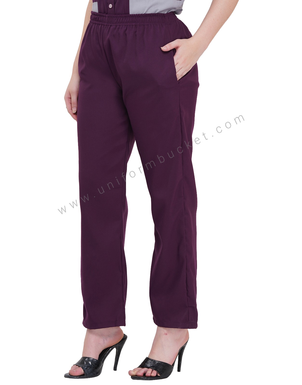 DARK MAGENTA FULL ELASTIC  FEMALE LOOSE PAJAMA thumbnail 2